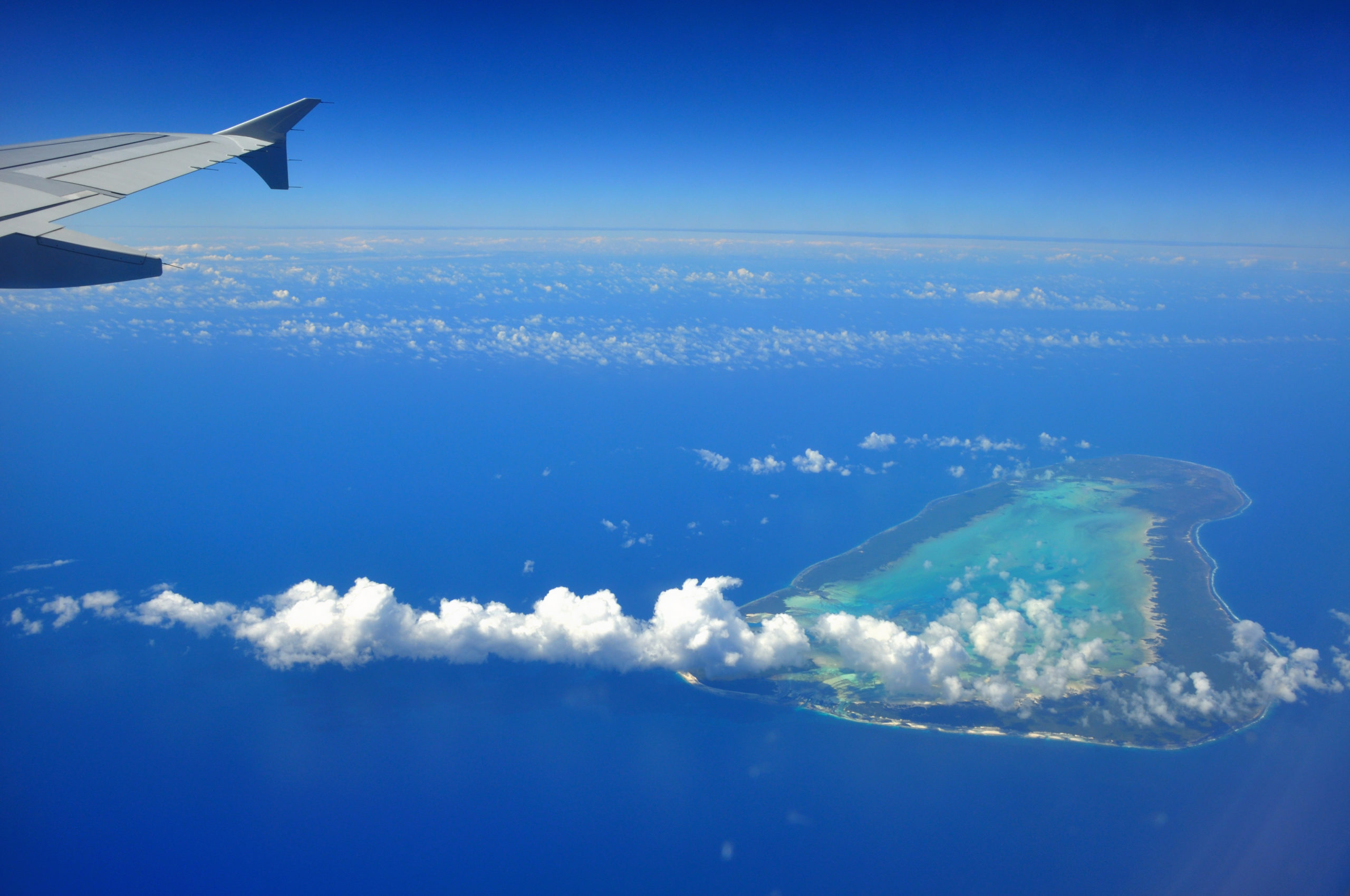 Airplane view of an island