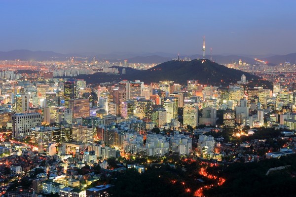 Birds eye view of Seoul, South Korea